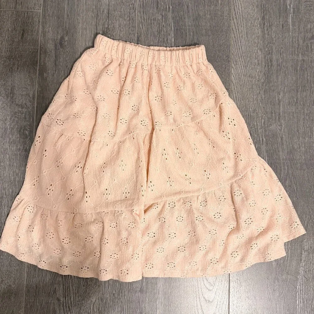 ZARA Kids Pink Eyelet Skirt - Size 8